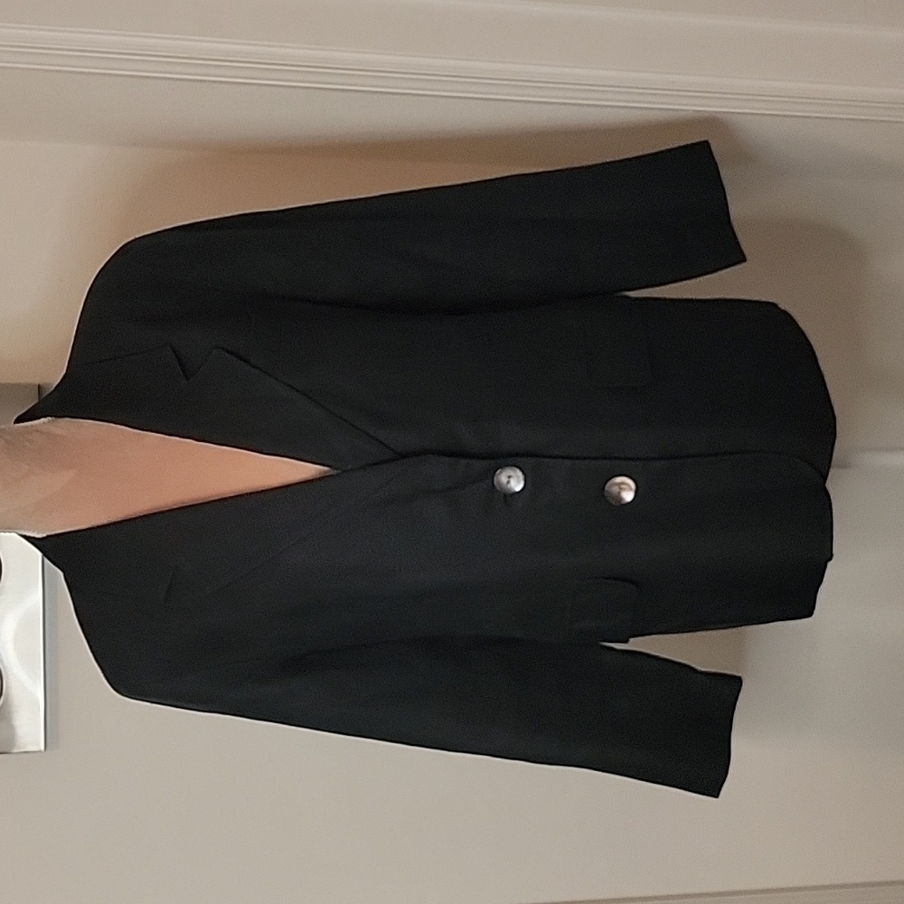 Talbots Petites Size 10, 100% Irish Linen Blazer, Black, Excellent Condition
